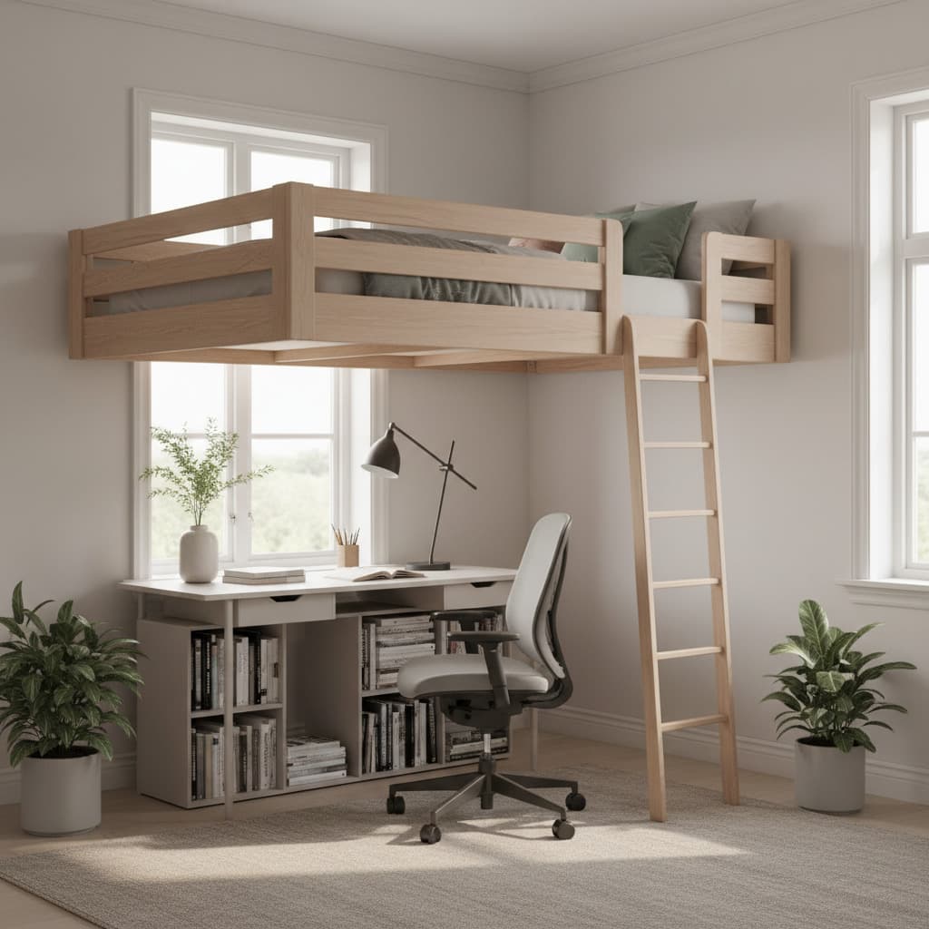 Lit mezzanine sécurisé pour enfant avec garde-corps