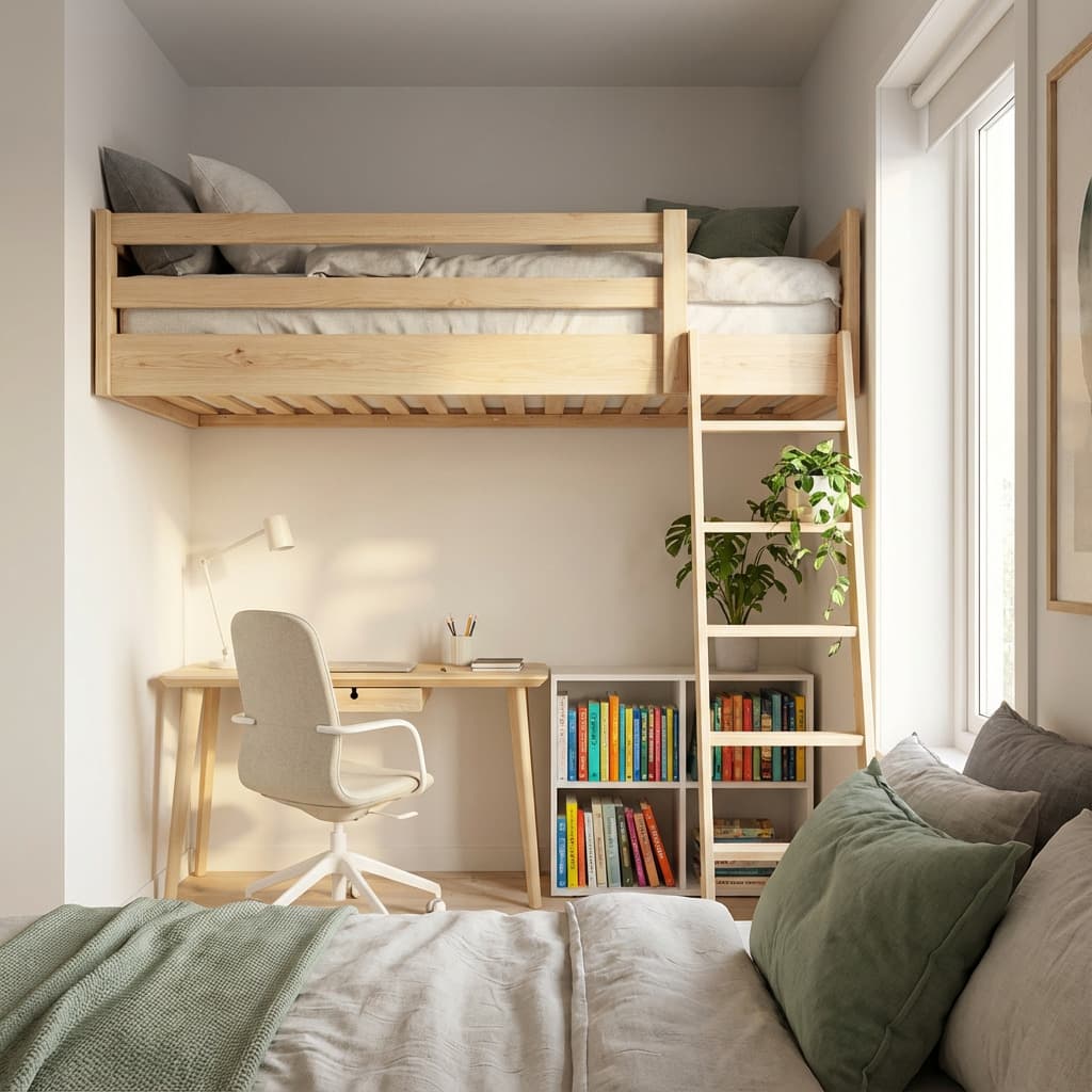 Lit mezzanine pour enfant avec bureau