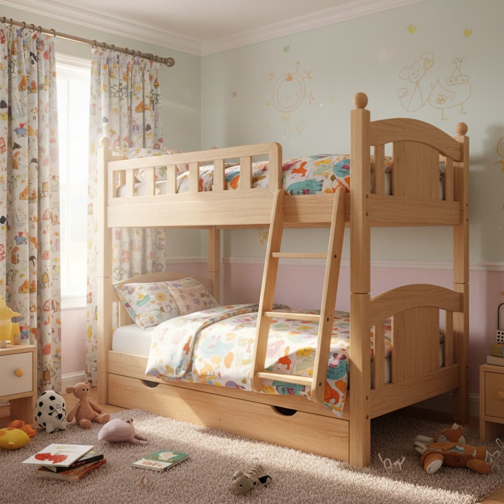 Lit superposé en bois pour chambre d'enfants